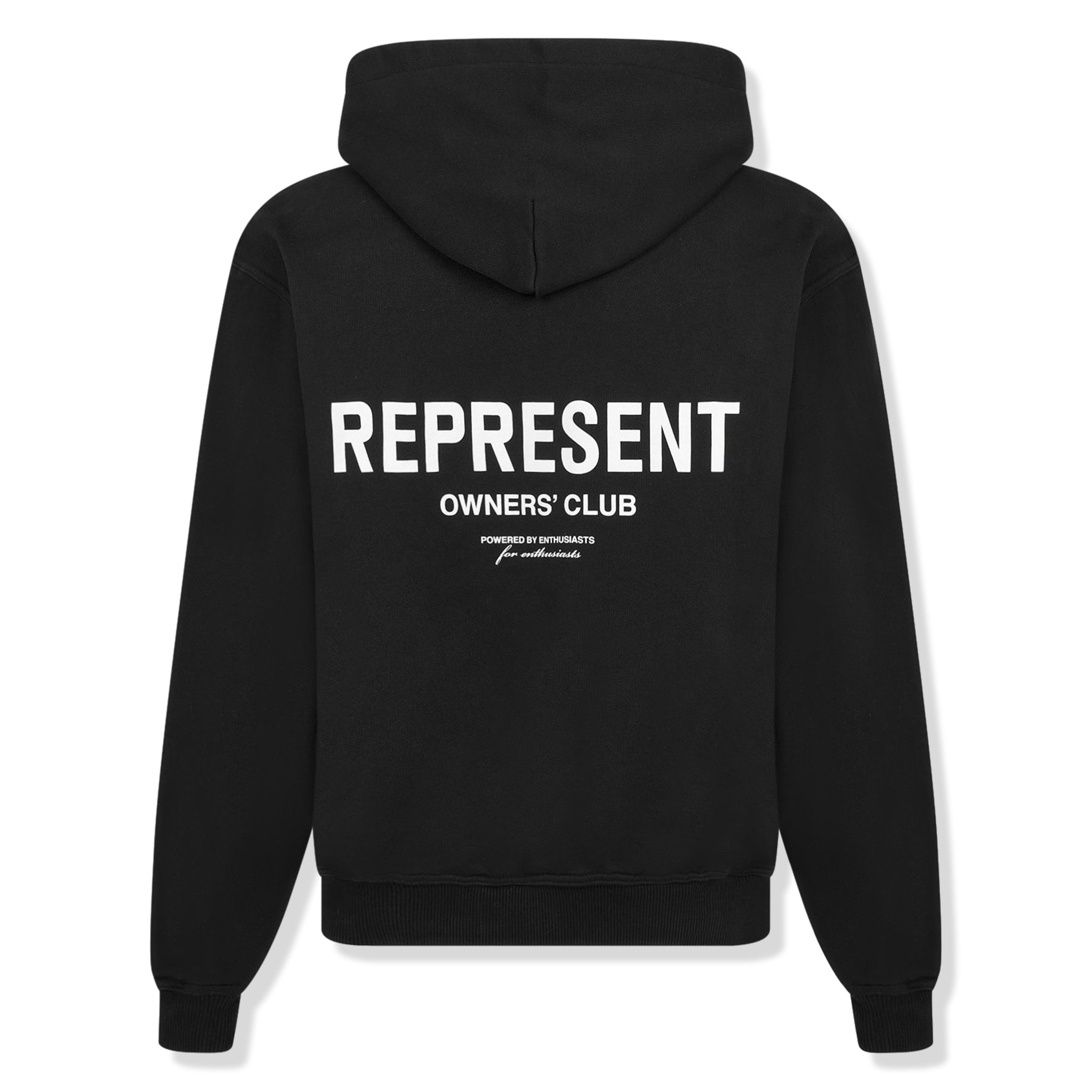 Back view of Represent Owners Club Black Hoodie M04153-01